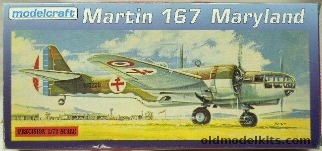 Modelcraft 1/72 Martin 167 Maryland - Reconnaissance Bomber French or South African - (ex Frog), 72-016 plastic model kit